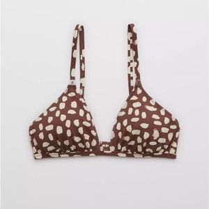 Aerie Brown and White Bikini Top